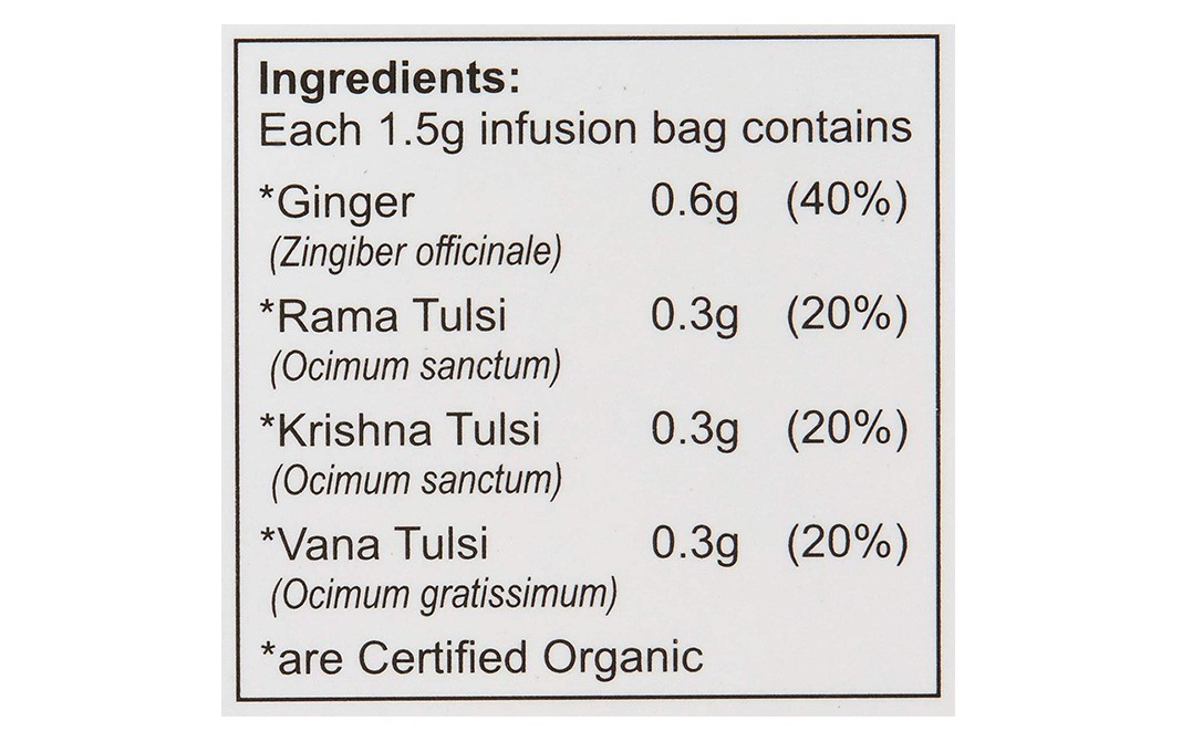 24 Mantra Organic Tulsi Ginger Herbal Infusion Bags   Box  25 pcs